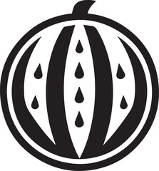 Watermelon symbol with leaf icon Silhouette