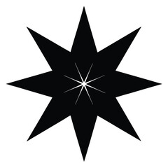 Eight Pointed Star Silhouette with Internal Details A Bold and Striking Design Against a White Backdrop A Powerful Symbol