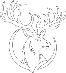 deer head vector line art  Silhouette