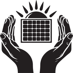 hand holding a solar panel icon Silhouette 
