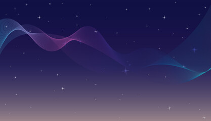 Abstract gradient pink purple dark line wave particles background. bubbles bright light vector on technology background.