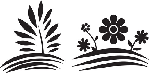 black and white flowers Silhouette 
