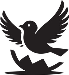 Black Dove Vector Logo with Silhouette 