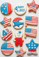 Obraz premium Patriotic american flag and star cookies for 4th of july celebration