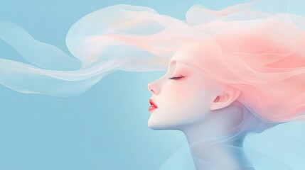 Fototapeta premium A female portrait: A minimalist vector design template for beauty and cosmetics product. 