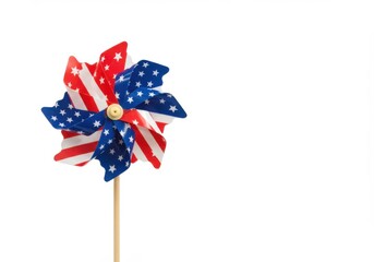 Patriotic american flag pinwheel isolated on white background for holiday