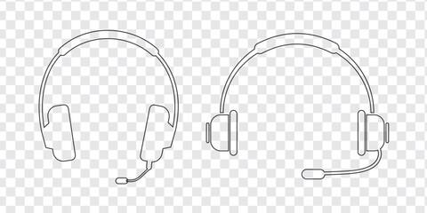 Headphones earphones icon set.  Headphones icon collection. Set of music headphones icons. headphone with microphone. Wireless headphones  icon.
