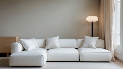 Modern Minimalist Living Room with White Sofa