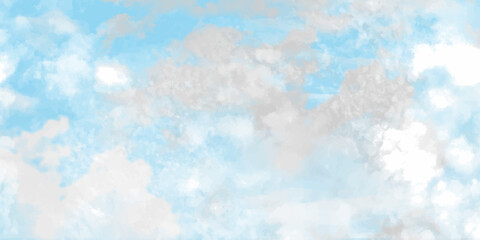 Blue sky with white cloud Vector cartoon nature background Fantastic soft white clouds against blue sky