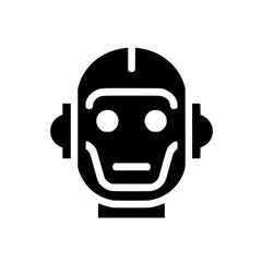 Minimalist Black SVG Silhouette of a Robot Head for Tech and Futuristic Design Concepts