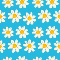 Daisy pattern. Summer textile. Wrapping paper design