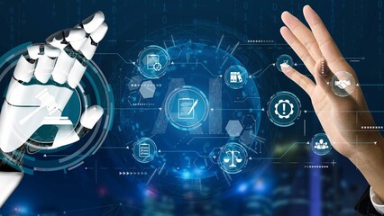 Futuristic digital law interface displaying justice scale, highlighting digital law, AI compliance,...