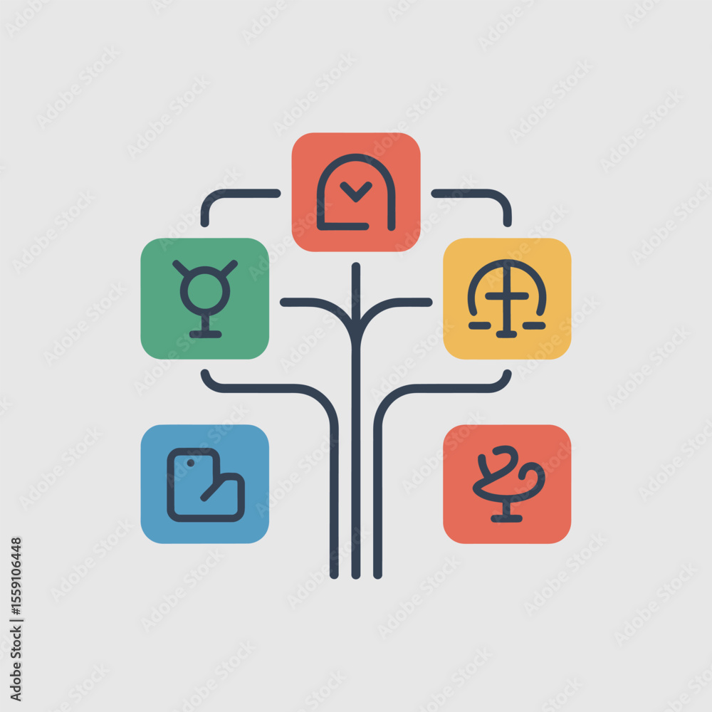 Poster decision tree icon vector for ai powered decision, technology and ai concept design