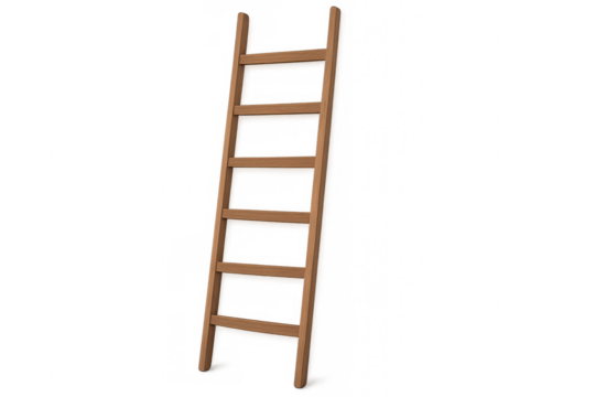 Simple wooden ladder standing on transparent background, perfect for easy integration into projects