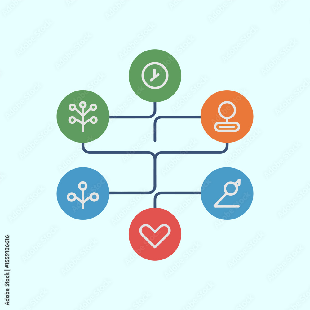 Poster decision tree icon vector for ai powered decision, technology and ai concept design