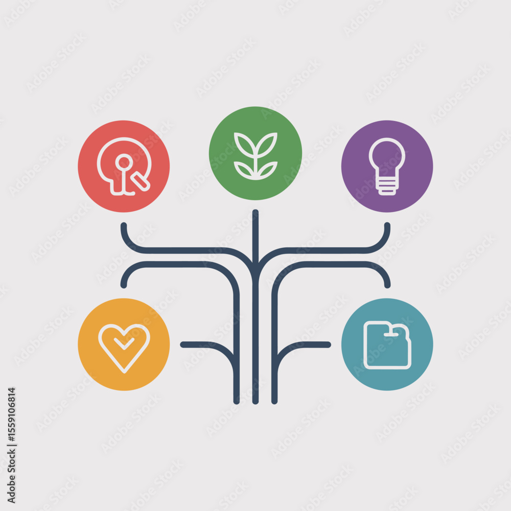 Poster decision tree icon vector for ai powered decision, technology and ai concept design
