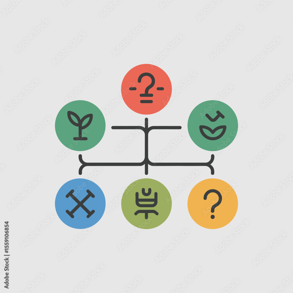 Poster decision tree icon vector for ai powered decision, technology and ai concept design