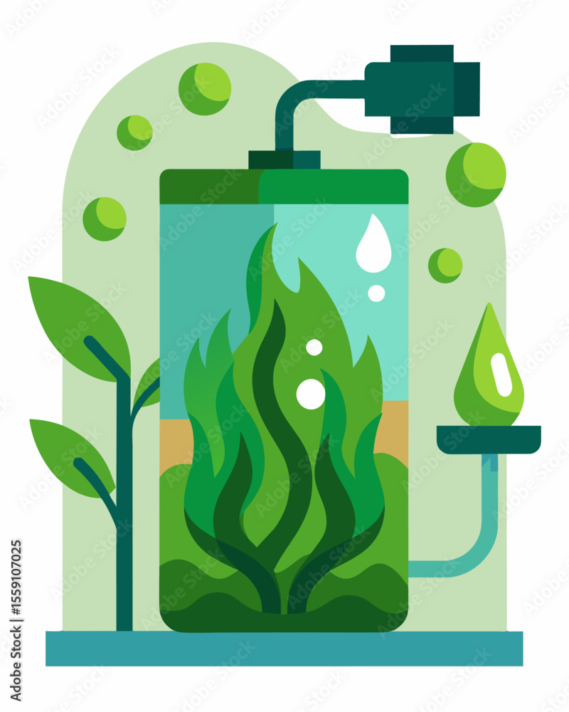 Aufkleber a biofuel made from algae which can be grown in large quantities and easily converted into a clean a