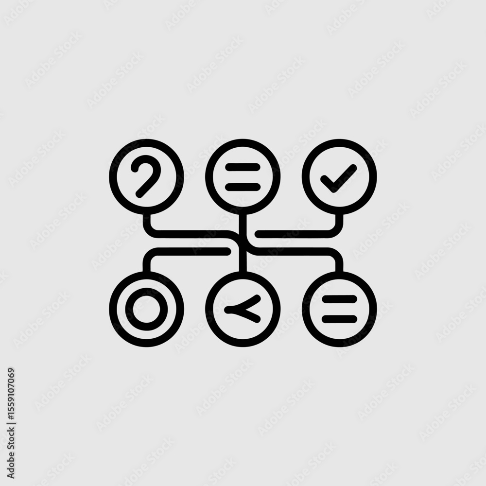 Aufkleber decision tree icon vector for ai powered decision, technology and ai concept design
