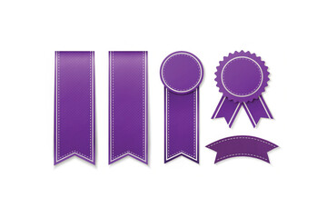 A blank pink and gold award ribbon rosette icon vector set, perfect for certificate design elements