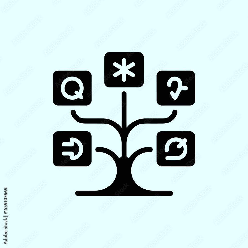 Aufkleber decision tree icon vector for ai powered decision, technology and ai concept design