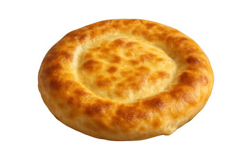 Freshly baked golden Khachapuri cheese bread isolated on transparent background