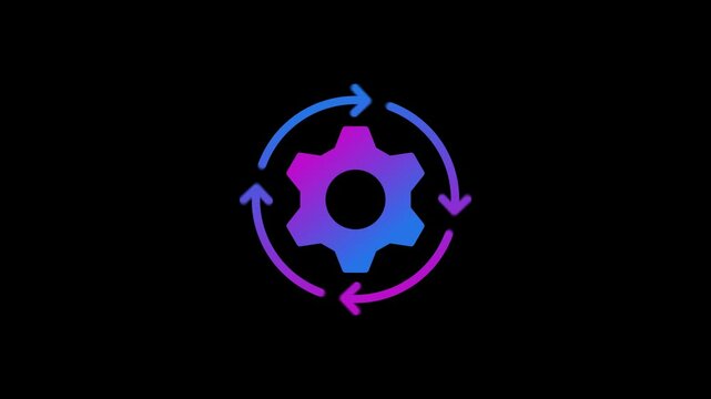 Cogwheel gear icon rotating animation video. Gears, animated, rotating gears, circle, wheel, loop animation, colorful flat 2d motion graphics icon for video content and web. blak and white background