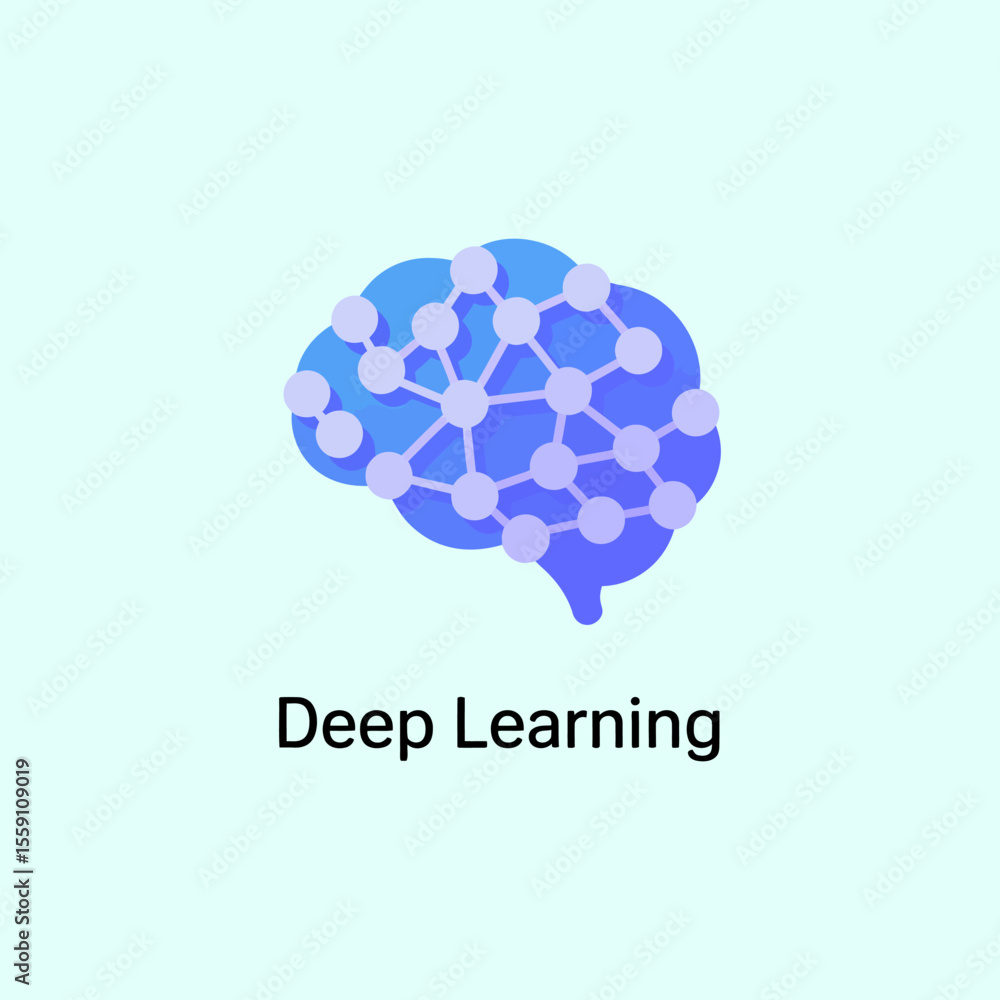 Poster modern flat style deep learning icon vector illustration. deep learning sign symbol for software, ap
