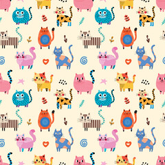 Playful Cartoon Cats Pattern