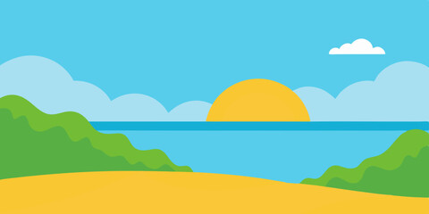 Obraz premium Beautiful Sunny Landscape with Sea