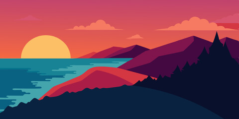 Mountain Seaside Scenery