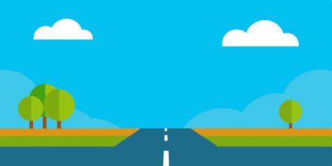 Cartoon Roadside Background Blue Sky