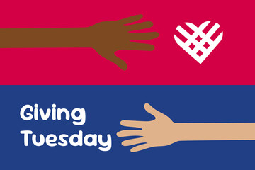 red and blue with hand giving tuesday background