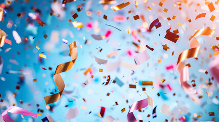 Vibrant Confetti and Streamers - Festive Celebration Background