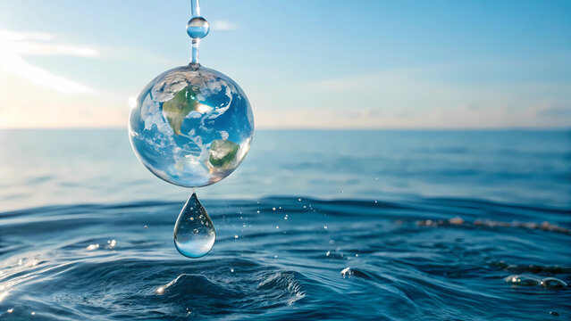 Water conservation and earth globe concept for world water day and environmental protection campaign