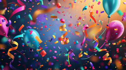 Vibrant Confetti and Balloons - Festive Party Celebration
