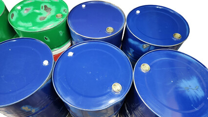 blue and green gasoline drums