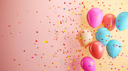 Colorful Balloons and Confetti - Festive Party Background

