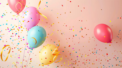 Colorful Balloons and Confetti - Festive Party Background

