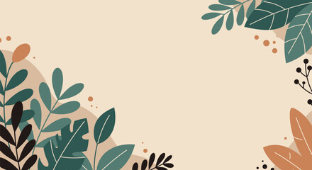 Elegant botanical frame with leaves and berries on a light background