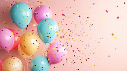 Colorful Balloons and Confetti - Festive Party Background
