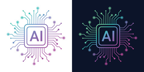 Artificial Intelligence AI Chip in Human Head. Artificial Intelligence icon with Machine learning, Digital Skills, Generative AI, AI Technology, Algorithm, Virtual Intelligence and Future Technology