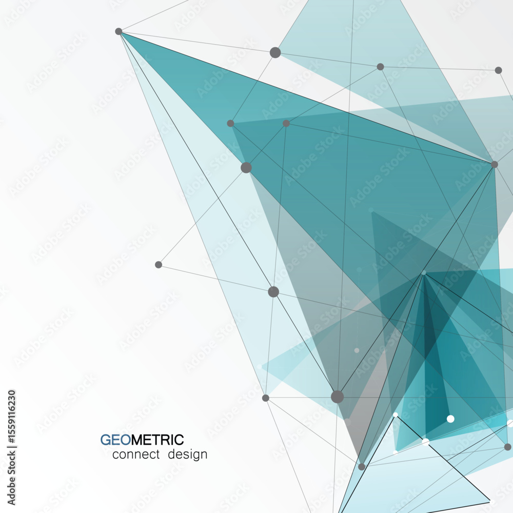 Poster abstract triangles connect design. geometric texture background. scientific vector technology