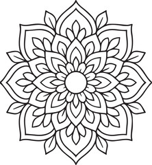 Intricate Mandala Design  Elegant Black and White Coloring Page