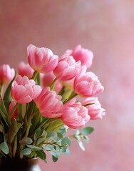 Beautiful Pink Tulips Bouquet in Vase