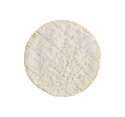 fresh whole camembert cheese isolated on white background, top view
