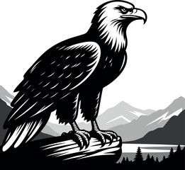 Detailed Majestic Eagle Silhouette Perfect for Rustic Decor and American Symbolism.