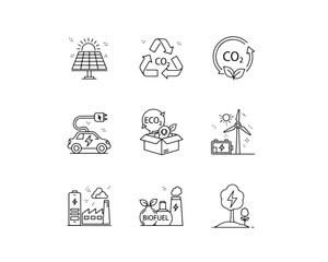 "30 Energy and Ecology Line Icons – Renewable, Sustainable, Eco-Friendly Vector Pack"