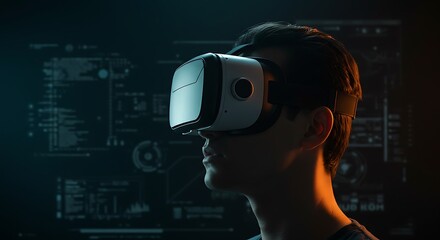 Virtual Reality Headset on Man