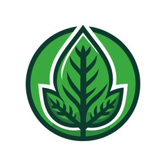Green leaf logo design representing nature, growth, and sustainability in a circular format